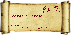 Csikár Tercia névjegykártya
